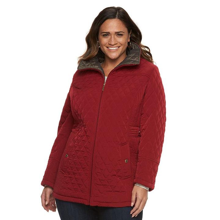 Plus Size Gallery Diamond-quilted Jacket, Women's, Size: 2xl, Red
