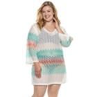 Plus Size Apt. 9&reg; Heat Wave Crochet Cover-up, Women's, Size: 2xl, White