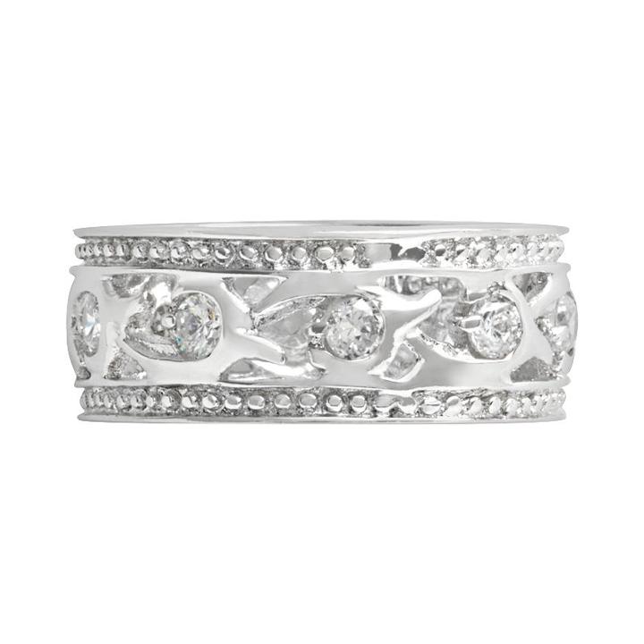 Sterling Silver Cubic Zirconia Roman Ring, Women's, Size: 8, White