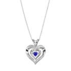 Sterling Silver Lab-created Sapphire Heart Pendant Necklace, Women's, Size: 18, Blue