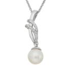 Simply Vera Vera Wang Sterling Silver Freshwater Cultured Pearl And Diamond Accent Pendant, Women's