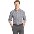 Big & Tall Men's Izod Advantage Slim-fit Checked Stretch Button-down Shirt, Size: 3xl Tall, Black