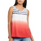 Women's Chaps Dip-dye Striped Tank, Size: Medium, Pink Ovrfl