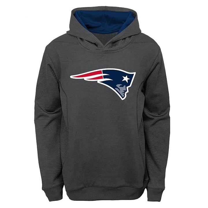Boys 8-20 New England Patriots Energy Performance Hoodie, Boy's, Size: M(10-12), Grey (charcoal)