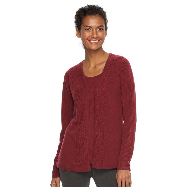 Women's Napa Valley Mock-layer Cardigan, Size: Small, Red Other