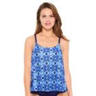 Women's Croft & Barrow&reg; Printed Crochet Tankini Top, Size: 14, Med Blue