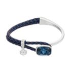 Brilliance Cubic Zirconia Braided Navy Blue Leather Bracelet With Swarovski Crystals, Women's, Med Blue