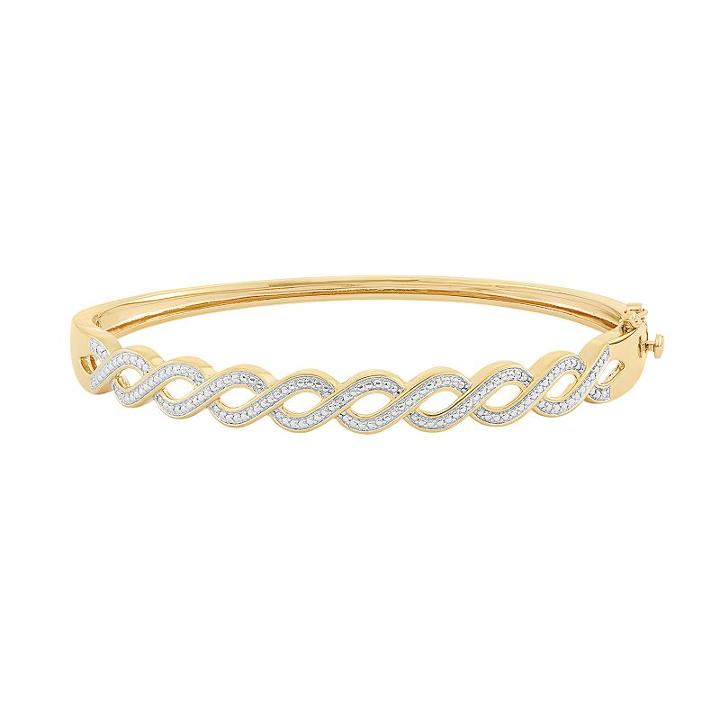 18k Gold Over Silver Hinged Bangle Bracelet, Women's, Size: 7.25, Yellow