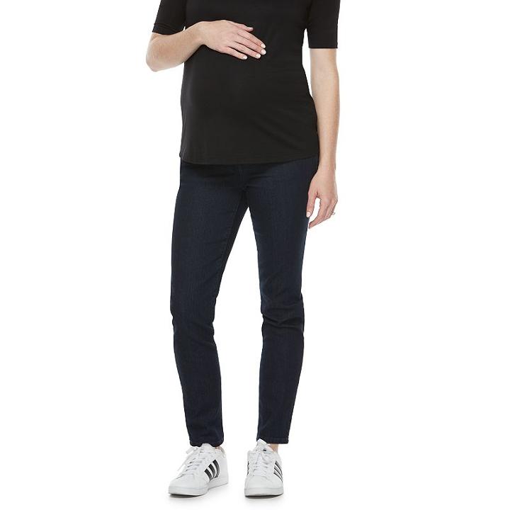 Maternity A:glow Inset Panel Skinny Jeans, Women's, Size: 4-mat, Med Blue