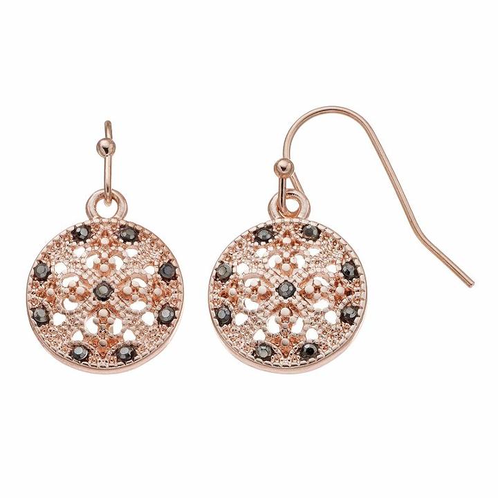 Apt. 9&reg; Openwork Disc Nickel Free Drop Earrings, Women's, Pink