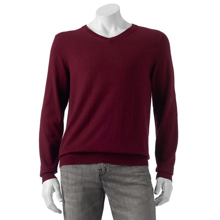 Big & Tall Croft & Barrow&reg; Classic-fit 12gg V-neck Sweater, Men's, Size: 4xb, Dark Red