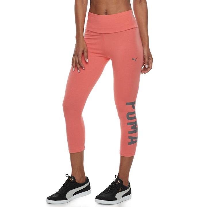 Women's Puma Athletic Graphic Capri Leggings, Size: Large, Pink