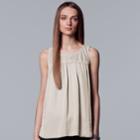 Women's Simply Vera Vera Wang Pleated Swing Tank, Size: Xl, Light Grey