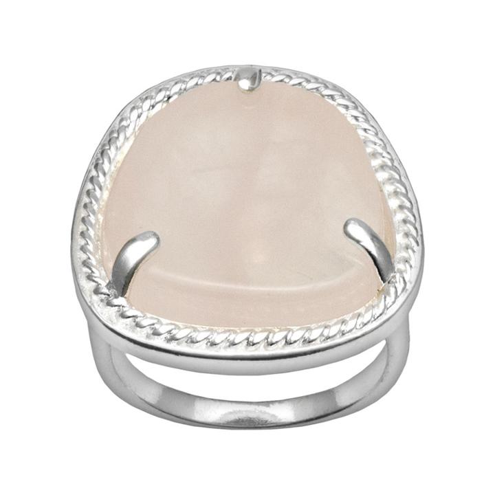 Silver Plated Rose Quartz Ring, Women's, Size: 8, Pink