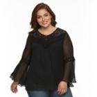 Plus Size Ab Studio Crochet Yoryu Top, Women's, Size: 1xl, Black