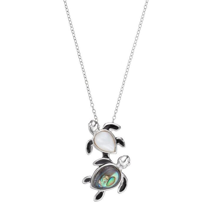 Sterling Silver Gemstone Turtle Pendant Necklace, Women's, Blue