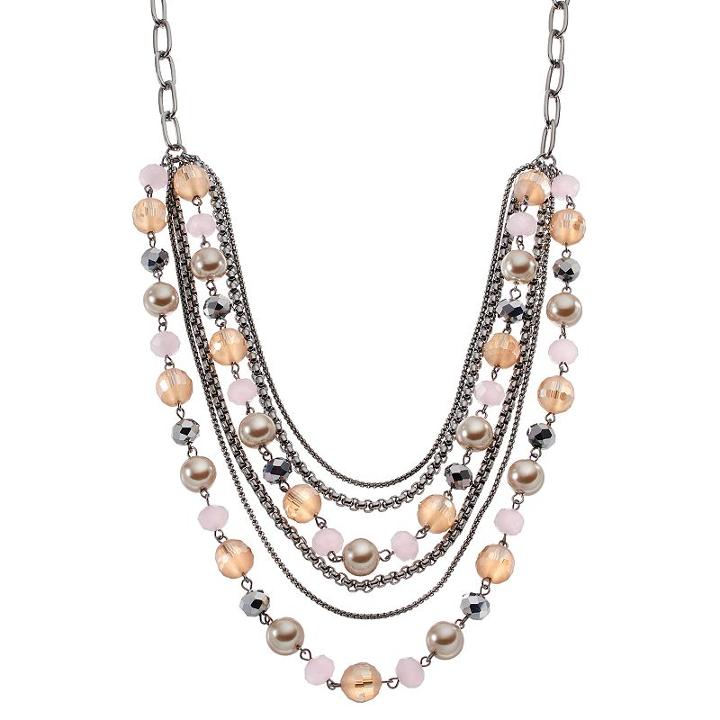 Simply Vera Vera Wang Simulated Pearl & Bead Swag Necklace, Women's, Multicolor