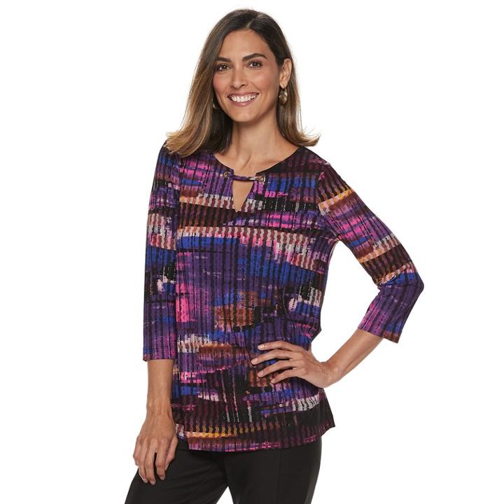 Women's Dana Buchman Keyhole Top, Size: Large, Med Purple