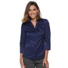 Women's Dana Buchman Jacquard Shirt, Size: Small, Blue (navy)