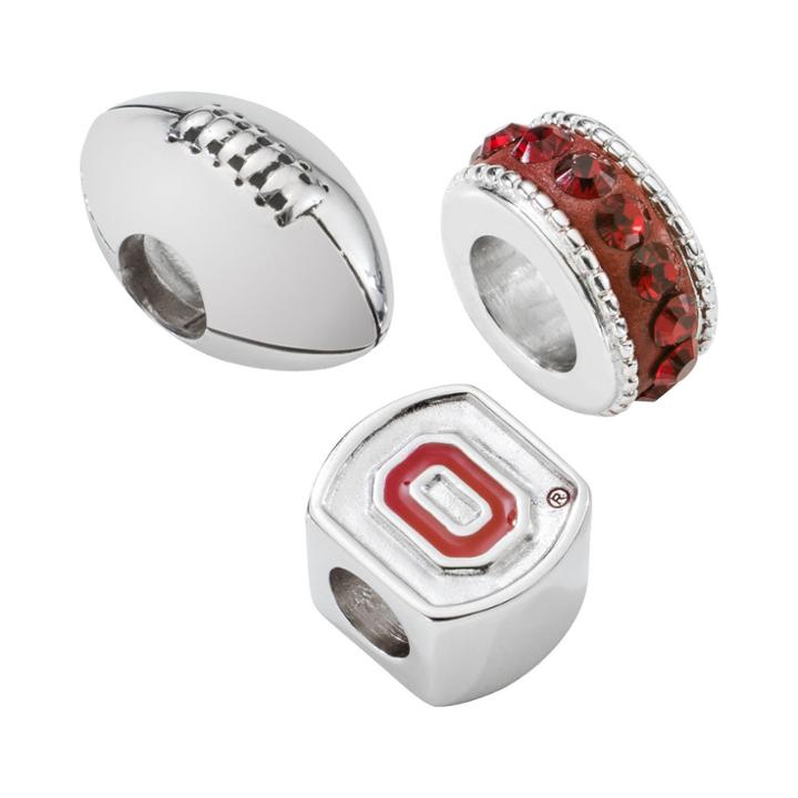 Logoart Ohio State Buckeyes Sterling Silver Crystal Bead Set, Women's