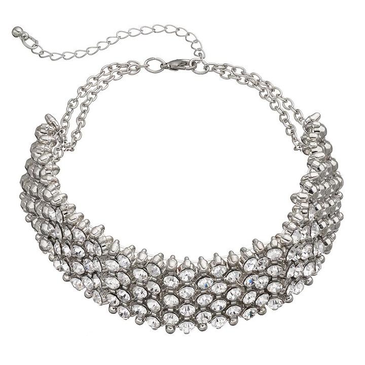 Mudd&reg; Simulated Crystal Wide Choker Necklace, Teens, Silver