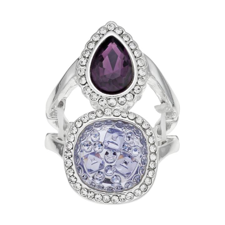 Jennifer Lopez Simulated Drusy & Teardrop Double Halo Stretch Ring, Women's, Size: 7, Lt Purple
