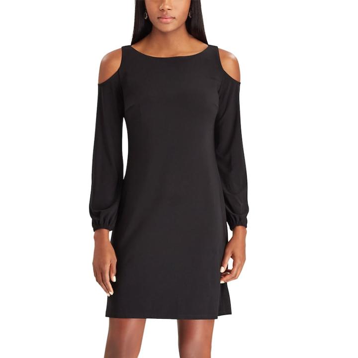 Women's Chaps Cold-shoulder Shift Dress, Size: Xs, Black