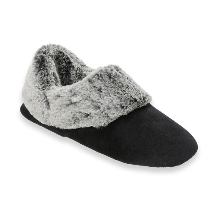 Women's Dearfoams Velour Bootie Slippers, Size: Large, Black
