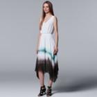 Women's Simply Vera Vera Wang Print Handkerchief Hem Dress, Size: Medium, White