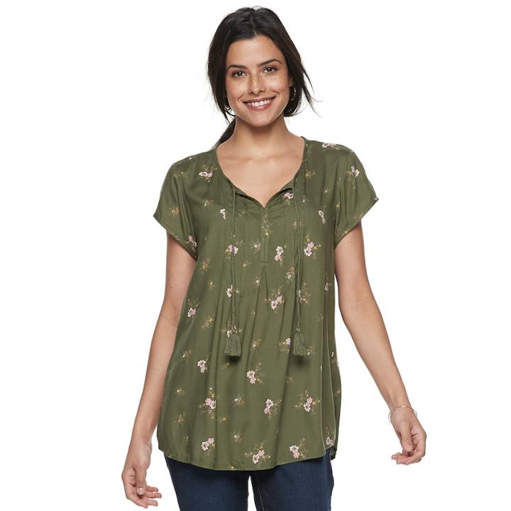Women's Sonoma Goods For Life&trade; Pintuck Tee, Size: Medium, Green