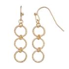 Lc Lauren Conrad Textured Triple Circle Link Linear Earrings, Women's, Gold