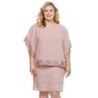 Plus Size Women's Le Bos Embellished Capelet Tiered Dress, Size: 14 W, Light Pink