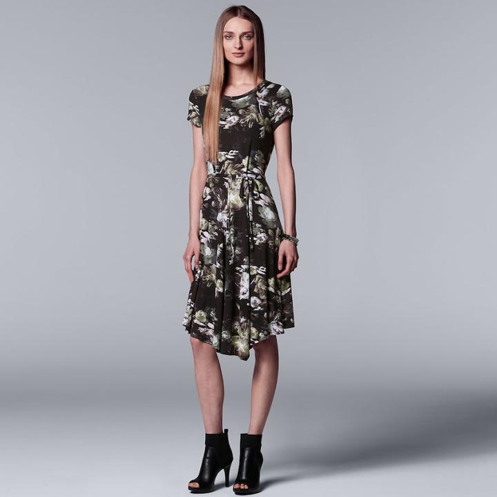 Women's Simply Vera Vera Wang Print Asymmetrical T-shirt Dress, Size: Xs, Oxford