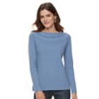 Women's Croft & Barrow&reg; Cable-knit Boatneck Sweater, Size: Medium, Med Blue