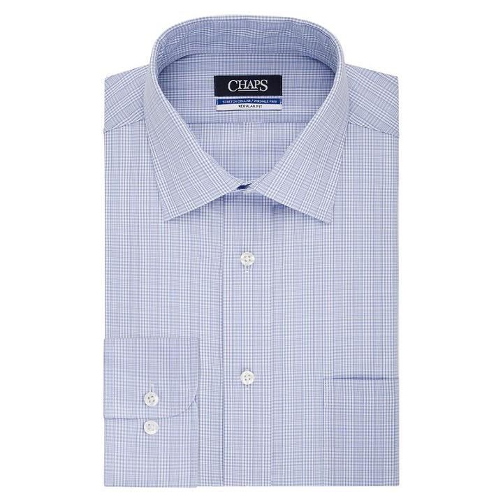 Big & Tall Chaps Regular-fit Stretch-collar Wrinkle-free Dress Shirt, Men's, Size: 19 34-35, Blue Other
