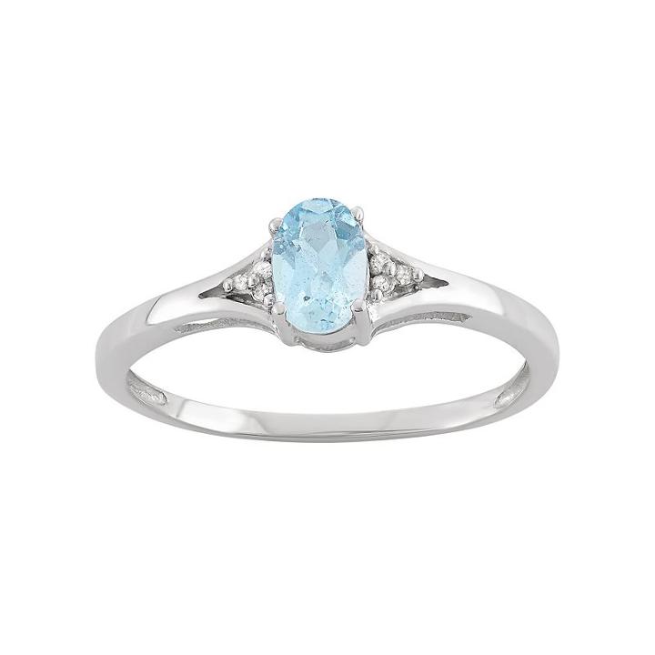 Sky Blue Topaz & Diamond Accent Sterling Silver Ring, Women's, Size: 8