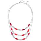 Red Triple Row Necklace, Women's, Med Red
