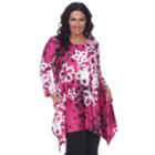 Plus Size White Mark Scroll Shark-bite Tunic, Women's, Size: 1xl, Purple