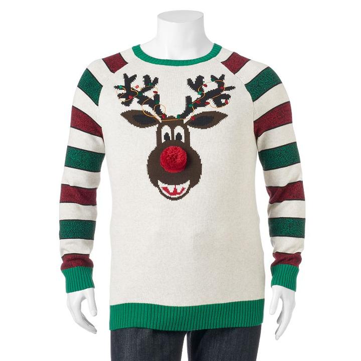 Big & Tall Ugly Holiday Sweater, Men's, Size: L Tall, White