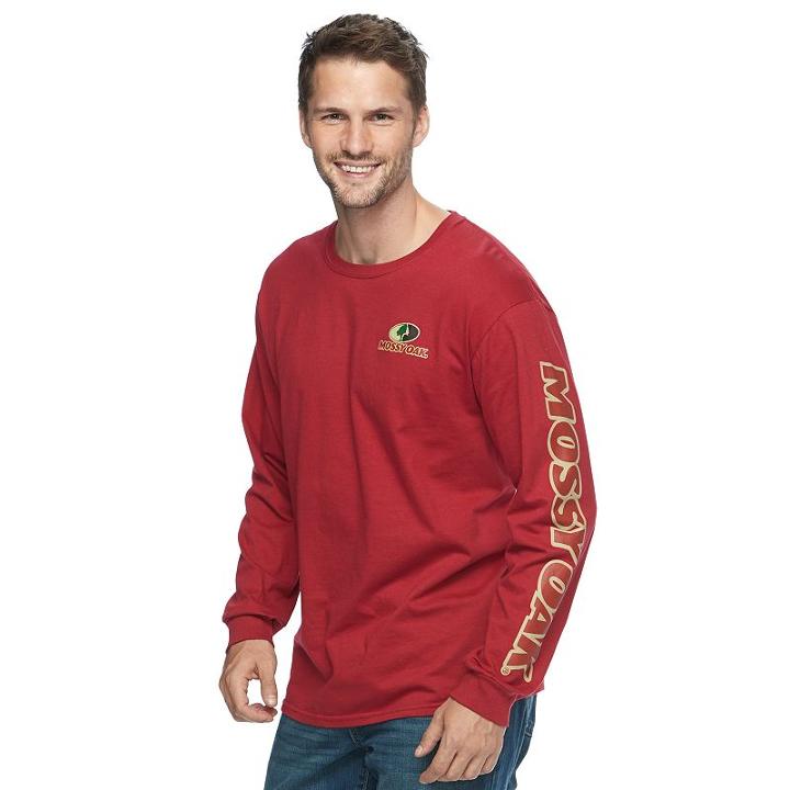 Men's Mossy Oak Logo Crewneck Tee, Size: Medium, Red