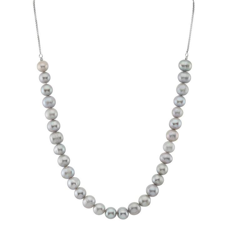 Sterling Silver Dyed Freshwater Cultured Pearl Adjustable Necklace, Women's, Size: 22, Grey