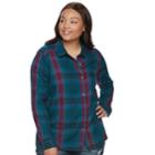 Juniors' Plus Size Mudd&reg; Plaid Flannel Shirt, Teens, Size: 3xl, Dark Blue