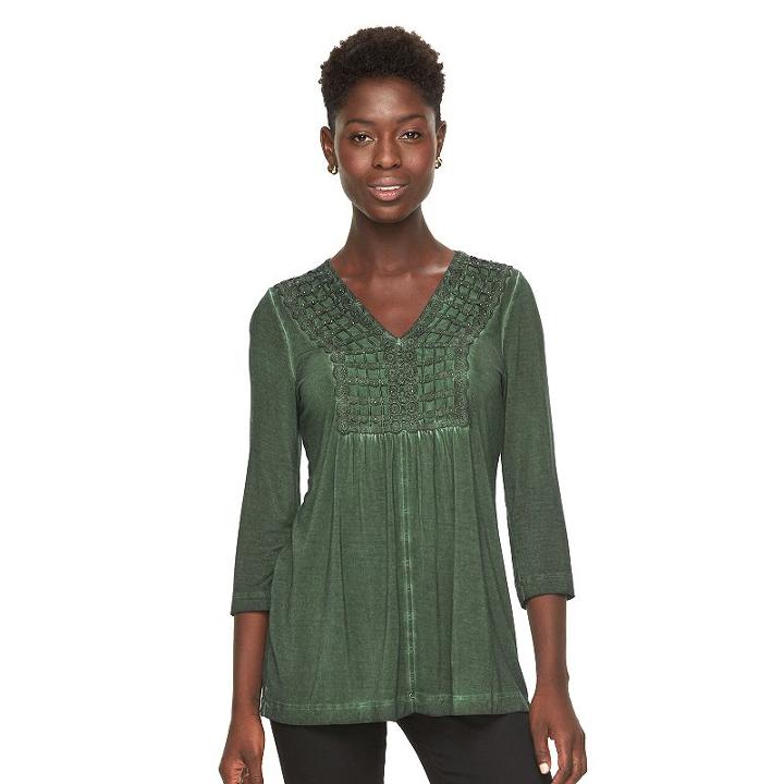 Women's World Unity Embellished Crochet Top, Size: Small, Green Oth