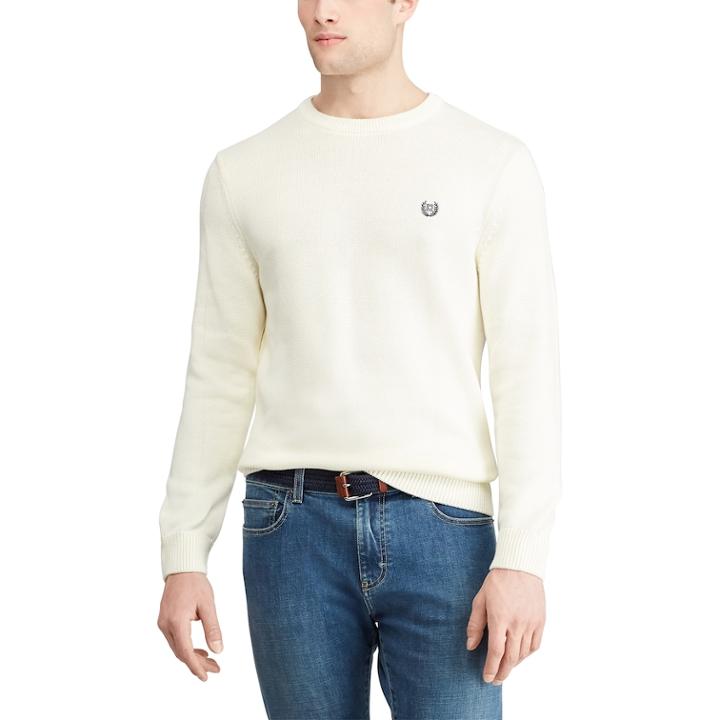 Men's Chaps Regular-fit Crewneck Sweater, Size: Large, Natural