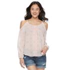 Juniors' Rewind Embroidered Print Cold-shoulder Top, Girl's, Size: Large, Orange Oth
