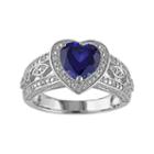 Lab-created Sapphire & 1/10 Carat T.w. Diamond Sterling Silver Heart Halo Ring, Women's, Size: 5, Blue