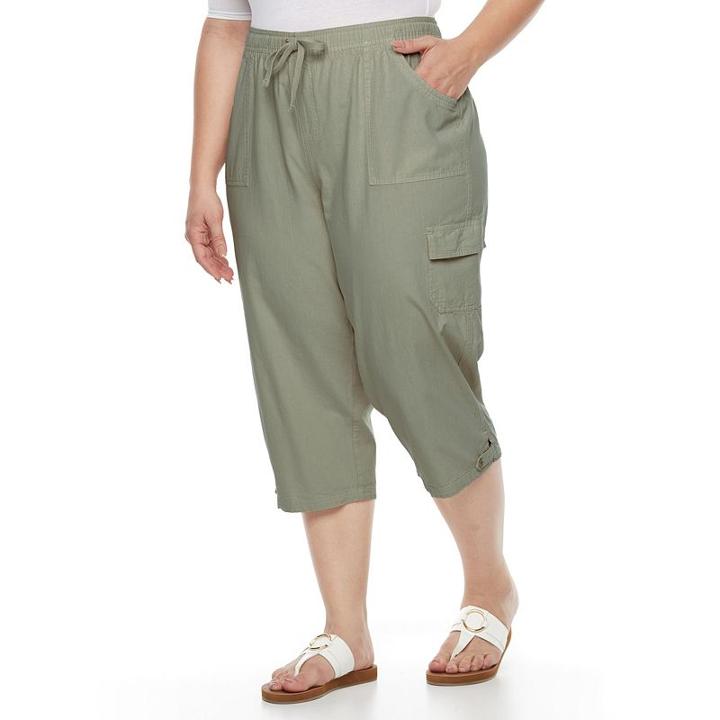 Plus Size Gloria Vanderbilt Tatiana Cargo Capris, Women's, Size: 1xl, Dark Green
