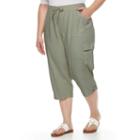 Plus Size Gloria Vanderbilt Tatiana Cargo Capris, Women's, Size: 1xl, Dark Green