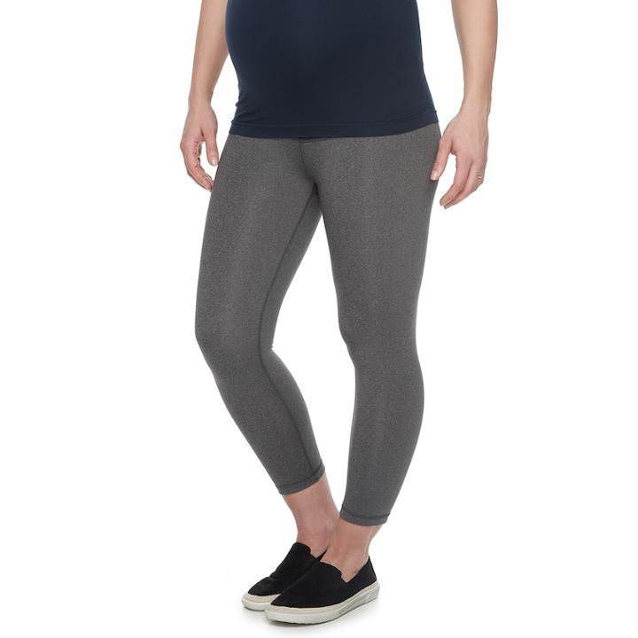 Maternity A:glow Full Belly Panel Shapewear Capri Leggings, Women's, Size: M-mat, Dark Grey