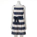 Women's Bethany Striped Lace Fit & Flare Dress, Size: 10, White Oth